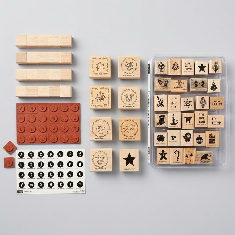 Stampin Up Rubber Stamp Set Lot Alphadots Figures of Speech Holiday Sampler